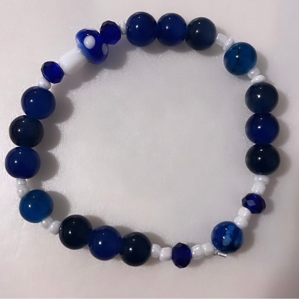 Blue mushroom bracelet